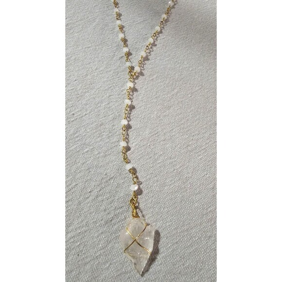 Handmade Native Natural Rough Quartz Arrow Head Pendant Choker Y Drop Necklace - Picture 6 of 7